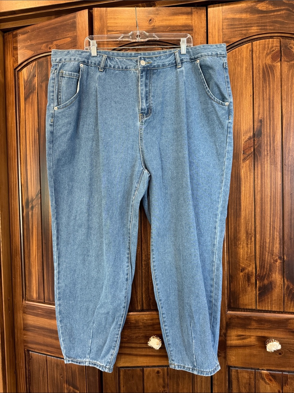 SHEIN Light Blue High-Waist Relaxed Fit Jeans 4XL